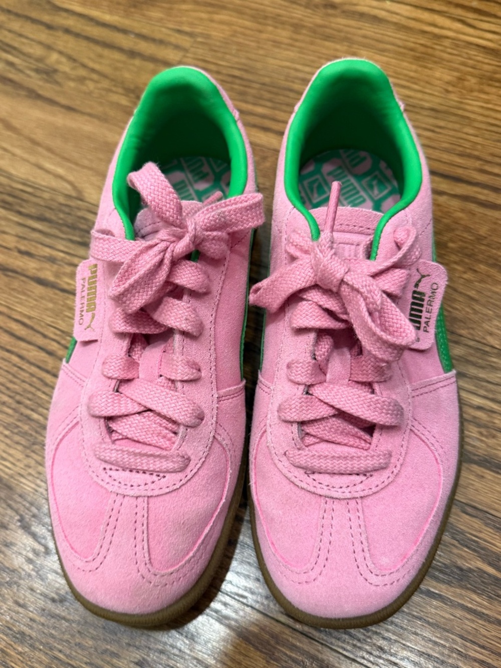 Puma Palermo Women's 6.5 Suede Classic Pink & Green Sneaker